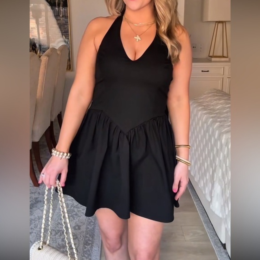 Wild Fable Black Backless Halter Dress